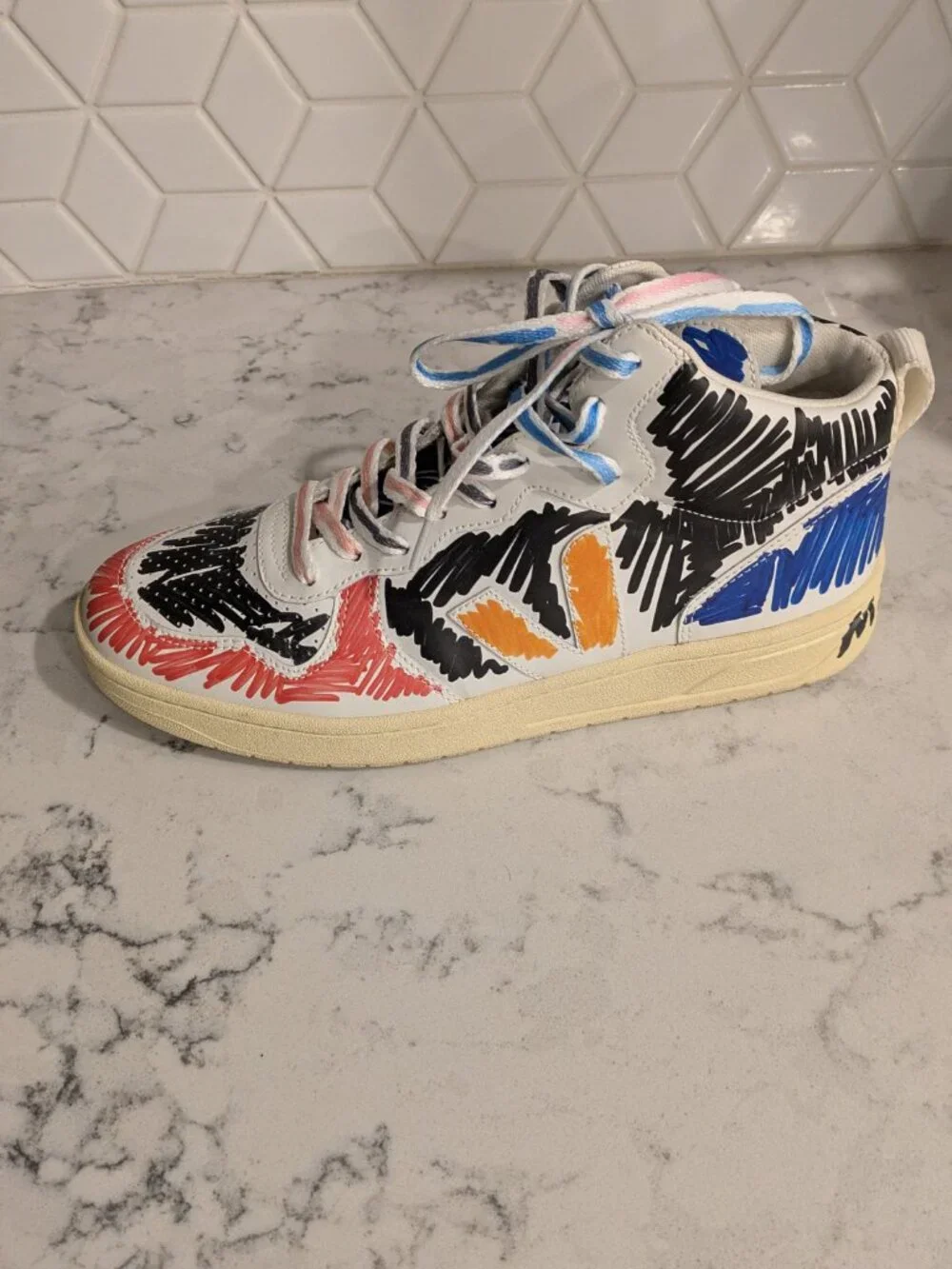 Marni x Veja V-15 High Multicolor Scribble VQ0202884B size 9